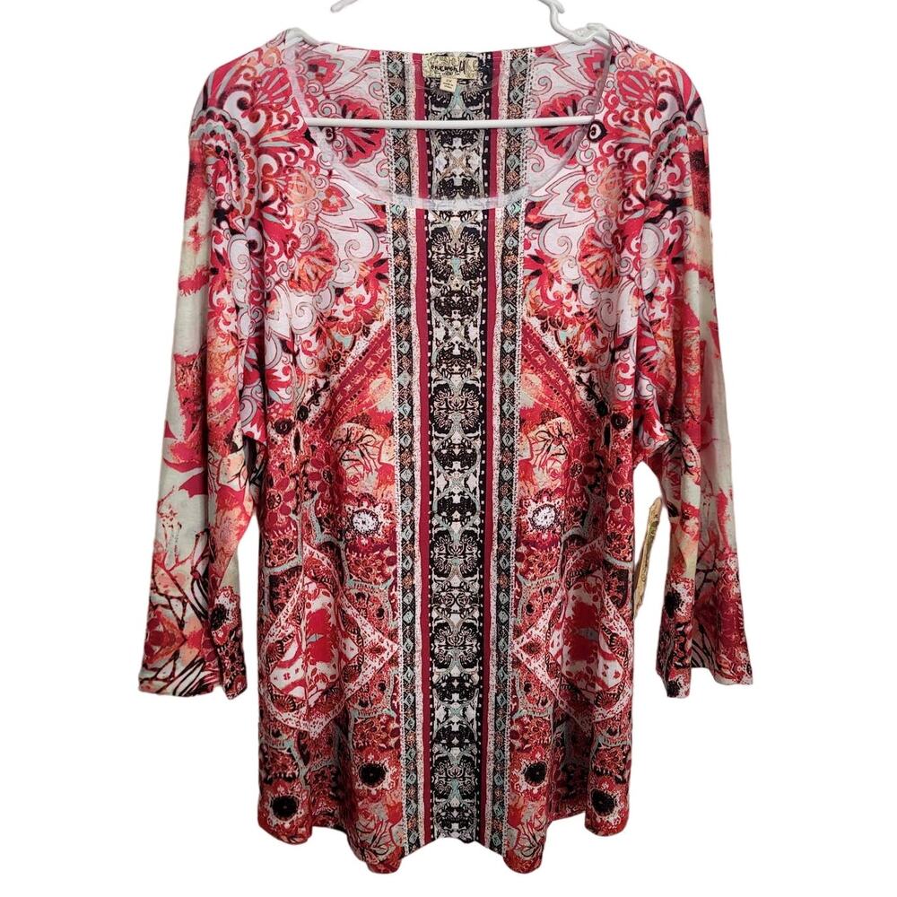 NWT One World Red Long Sleeve Tunic Shirt Size 2X